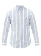 Matchesfashion.com Polo Ralph Lauren - Logo-embroidered Striped Cotton-oxford Shirt - Mens - Light Blue