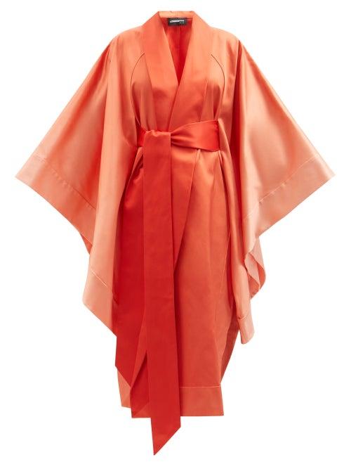 Common Hours - The Oversized Satin Cloak Dress Robe - Womens - Orange