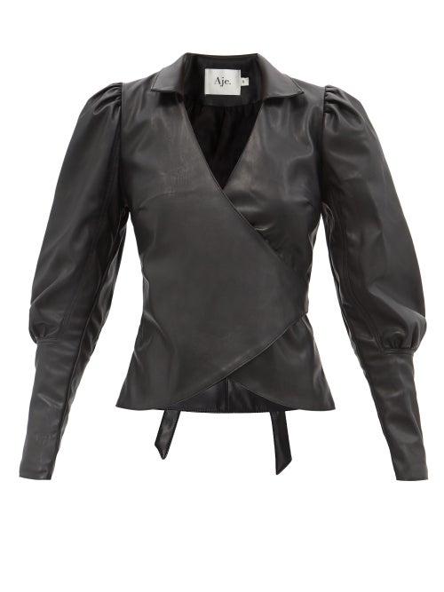 Aje - Idyllic Recycled Faux-leather Top - Womens - Black