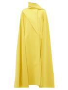Matchesfashion.com Valentino - Draped Panel Wool Blend Cape Coat - Womens - Yellow