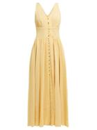 Matchesfashion.com Cult Gaia - Angela V Neck Buttoned Cotton Blend Dress - Womens - Light Yellow