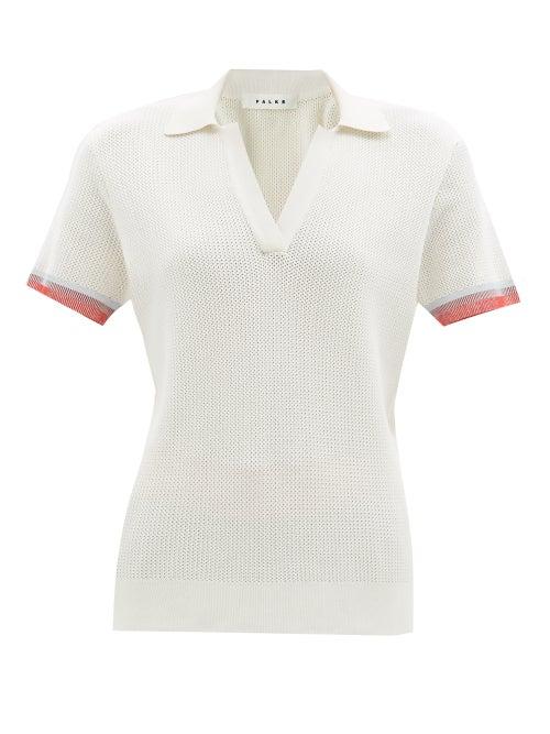 Falke - Silk-blend Pointelle-knit Polo Shirt - Womens - White