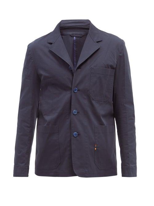 Mens Rtw Paul Smith - Single-breasted Organic Cotton-blend Twill Blazer - Mens - Navy