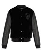 Alexander Mcqueen Velvet And Leather Bomber Jacket