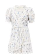 Matchesfashion.com Loveshackfancy - Belen V-neck Floral-print Cotton-voile Wrap Dress - Womens - White Multi