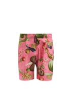 Mens Rtw Nipoaloha - Fruit And Vegetable-print Silk Shorts - Mens - Pink Multi