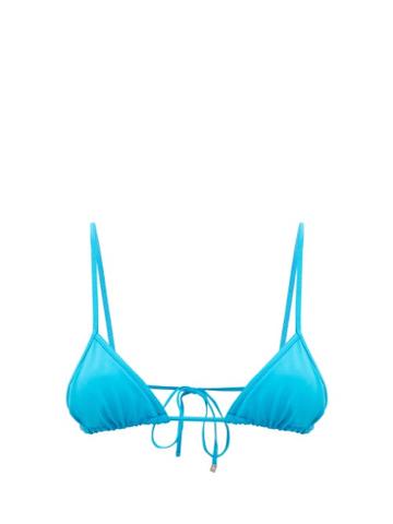 Ladies Beachwear The Attico - Side-tie Triangular Bikini Top - Womens - Light Blue