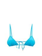 Ladies Beachwear The Attico - Side-tie Triangular Bikini Top - Womens - Light Blue