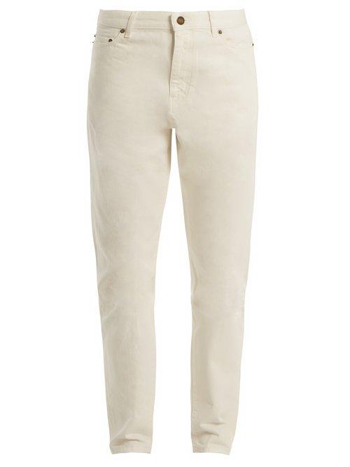 Matchesfashion.com Saint Laurent - Mid Rise Straight Leg Boyfriend Jeans - Womens - White