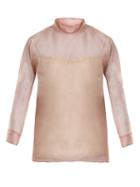 Matchesfashion.com Prada - High Neck Silk Organza Blouse - Womens - Light Pink