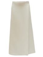 Matchesfashion.com The Row - Saio Wrap Front Wool Blend Midi Skirt - Womens - Ivory