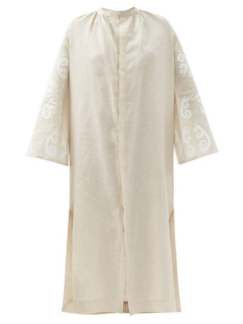 Matchesfashion.com Themis Z - Peacock Linen Shirt Dress - Womens - Beige