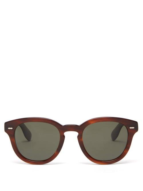 Matchesfashion.com Oliver Peoples - X Cary Grant Round Acetate Sunglasses - Mens - Tortoiseshell