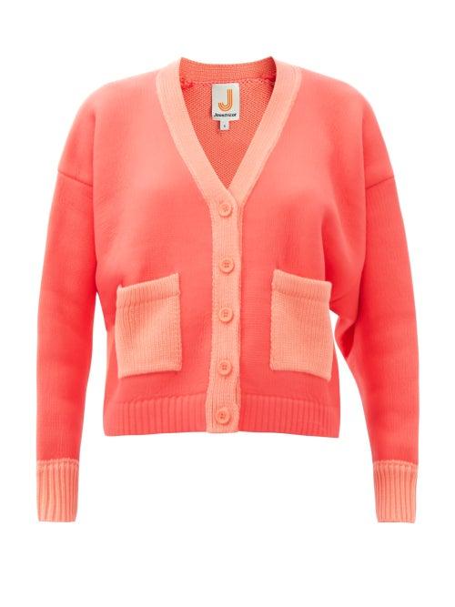 Matchesfashion.com Joostricot - Patch-pocket Cropped Cotton-blend Cardigan - Womens - Coral