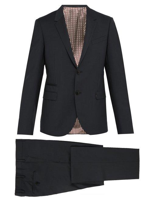 Matchesfashion.com Valentino - Slim Fit Single Breasted Wool Blend Suit - Mens - Grey