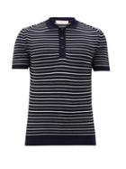 Matchesfashion.com Orlebar Brown - Rushton Valdez Striped Wool Polo Shirt - Mens - Navy White