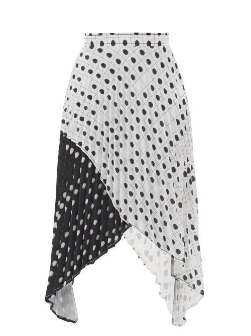 Matchesfashion.com Thebe Magugu - High-rise Fingerprint-print Crepe Midi Skirt - Womens - White Black