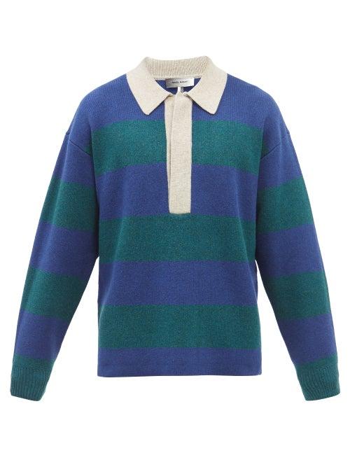 Isabel Marant - Lucas Striped Wool-blend Sweater - Mens - Navy Multi