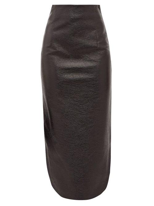 Matchesfashion.com A.w.a.k.e. Mode - High Rise Vinyl Midi Skirt - Womens - Black