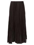 Matchesfashion.com Joseph - Sully Crinkled Silk-habotai Longline Skirt - Womens - Black