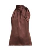 Matchesfashion.com Zimmermann - Tie Neck Satin Tank Top - Womens - Brown