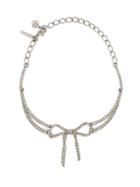 Matchesfashion.com Oscar De La Renta - Bow Crystal Embellished Necklace - Womens - Silver