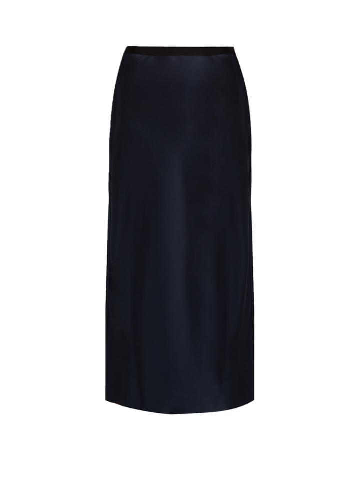 Helmut Lang Raw-edge Satin Midi Skirt
