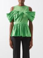 Alexander Mcqueen - Off-the-shoulder Ruffled Cotton-jersey Tank Top - Womens - Green