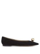 Jimmy Choo Silvia Faux Pearl-embellished Leather Flats