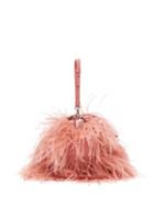 Matchesfashion.com Marques'almeida - Feather Trimmed Leather Shoulder Bag - Womens - Pink