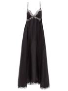 Ladies Lingerie Carine Gilson - Lace-trimmed Silk-georgette Long Slip Dress - Womens - Black
