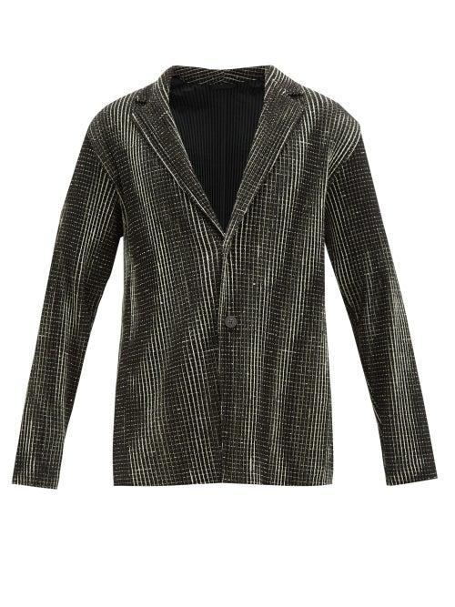 Matchesfashion.com Homme Plisse Issey Miyake - Network Single Breasted Checked Pliss Blazer - Mens - Black