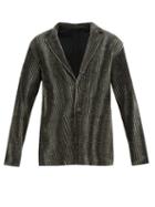 Matchesfashion.com Homme Plisse Issey Miyake - Network Single Breasted Checked Pliss Blazer - Mens - Black