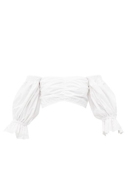 Matchesfashion.com Sir - Blair Off The Shoulder Cotton Cropped Top - Womens - White