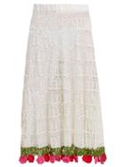 Matchesfashion.com My Beachy Side - Carmen Crocheted Cotton Midi Skirt - Womens - White Multi