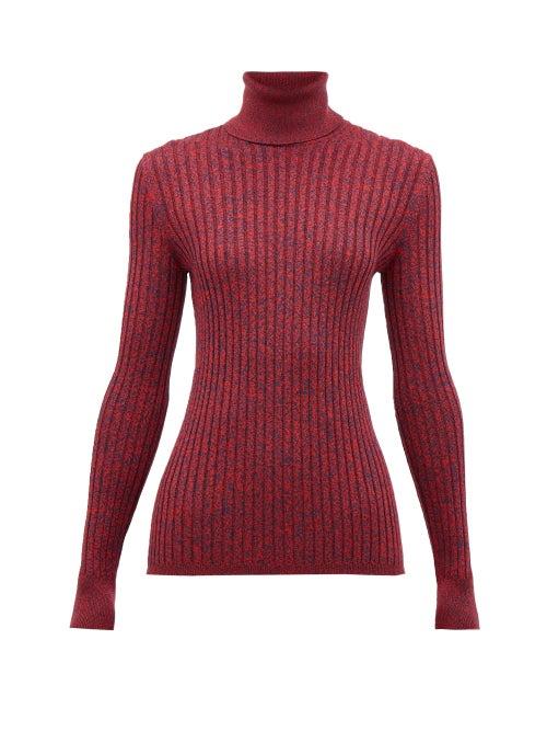 Matchesfashion.com Gucci - Roll Neck Silk Blend Mlange Sweater - Womens - Red Multi