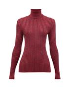 Matchesfashion.com Gucci - Roll Neck Silk Blend Mlange Sweater - Womens - Red Multi