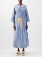 By Walid - Lee 19th-century Silk And Cotton Midi Dress - Womens - Light Blue