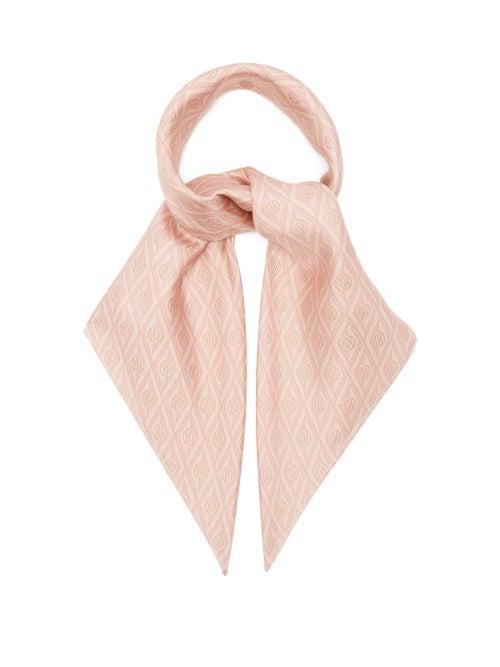 Ladies Accessories Lescarf - No.42 Monogram-print Silk-twill Scarf - Womens - Pink Multi