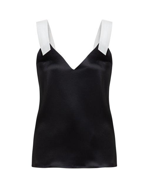 Matchesfashion.com Galvan - Contrast Strap Satin Cami Top - Womens - Black White