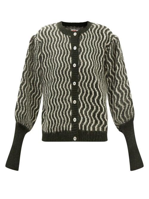 Shrimps - Anika Striped Alpaca-blend Cardigan - Womens - Green Multi