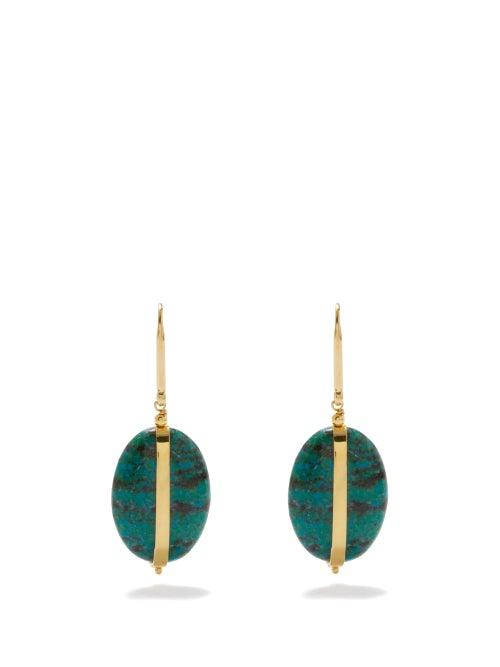 Isabel Marant - Amazon Stone Drop Earrings - Womens - Green Gold