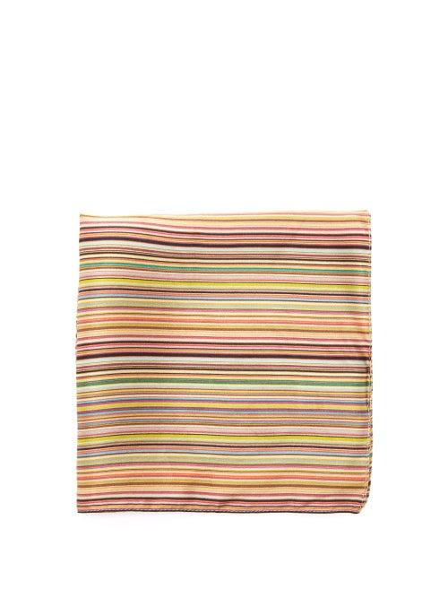 Matchesfashion.com Paul Smith - Artist-stripe Silk-faille Pocket Square - Mens - Multi