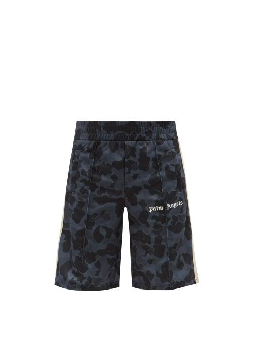 Palm Angels - Logo And Camouflage-print Jersey Shorts - Mens - Black