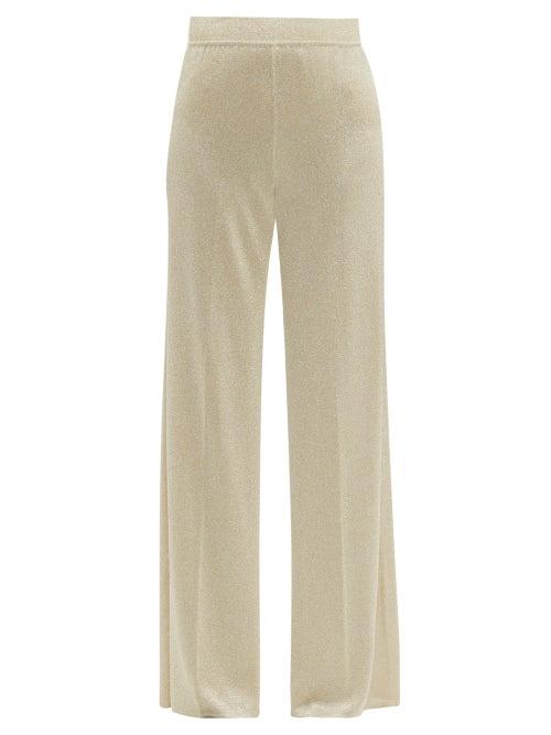 Matchesfashion.com Missoni - High Rise Lam Wide Leg Trousers - Womens - Gold