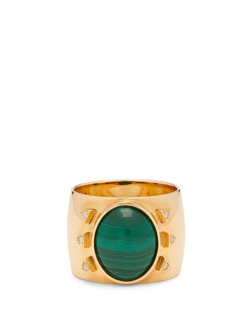 Matchesfashion.com Mukhi Sisters - The Brightness Diamond, Malachite & 18kt Gold Ring - Womens - Green Gold