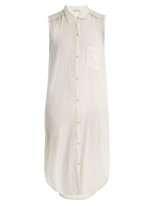 Matchesfashion.com Mes Demoiselles - Sleeveless Dobby Dot Long Line Shirt - Womens - White