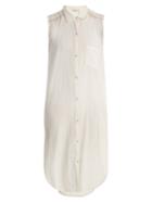 Matchesfashion.com Mes Demoiselles - Sleeveless Dobby Dot Long Line Shirt - Womens - White