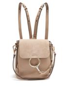 Matchesfashion.com Chlo - Faye Small Suede And Leather Backpack - Womens - Light Grey