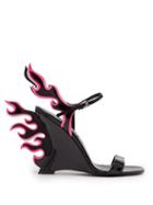 Matchesfashion.com Prada - Flame Patent Leather Sandals - Womens - Black Pink